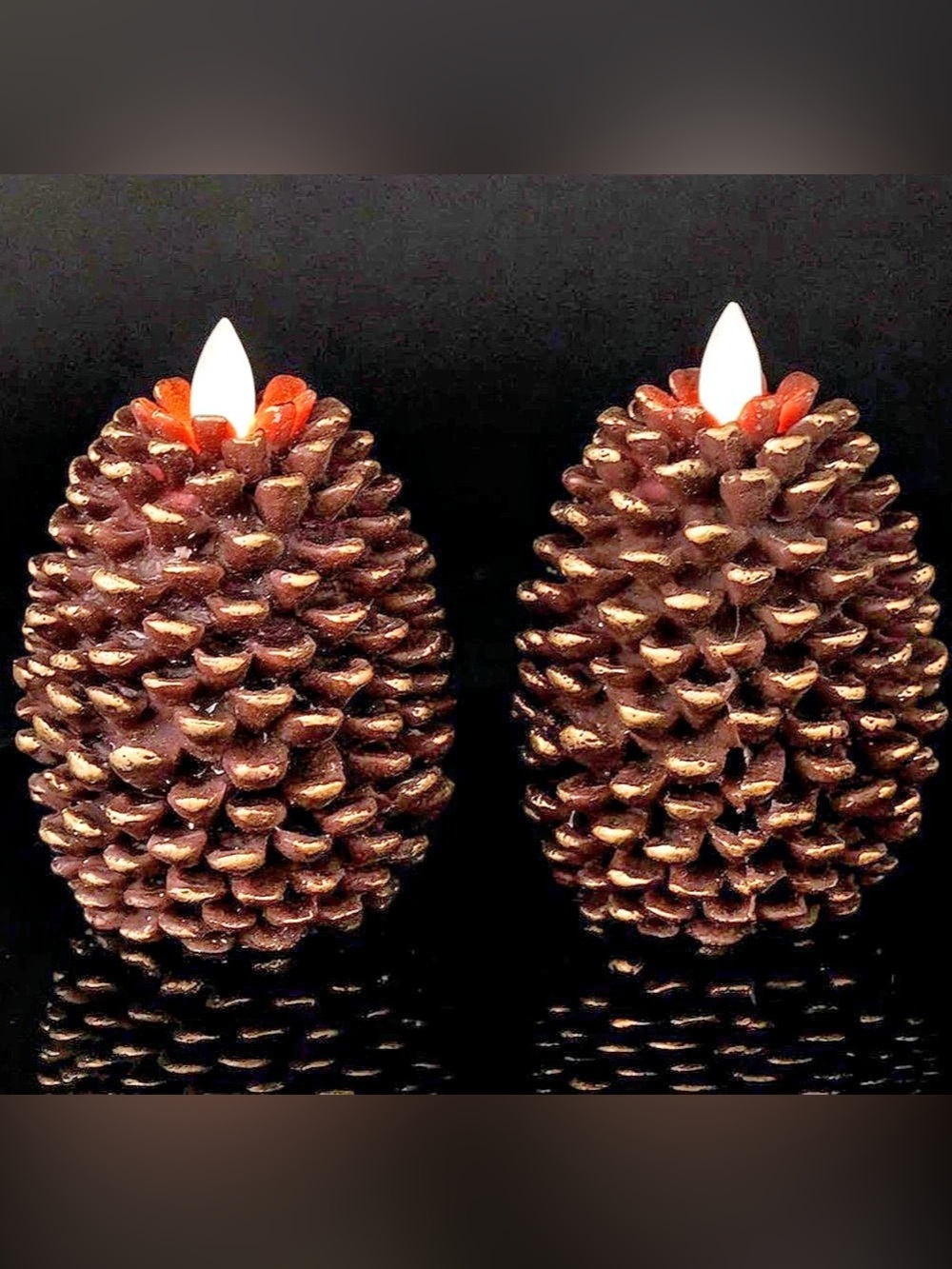 NWT Flameless Candles with 6H Timer Battery Operated, Set of 2, Brown D3.5 x H4